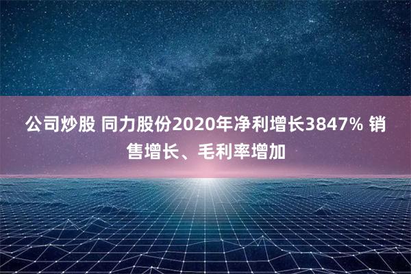 公司炒股 同力股份2020年净利增长3847% 销售增长、毛利率增加